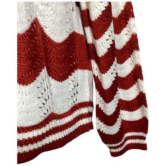 Caren Sport Red and White Wave Knit Sweater, Plus Size 2X - Picture 7 of 8